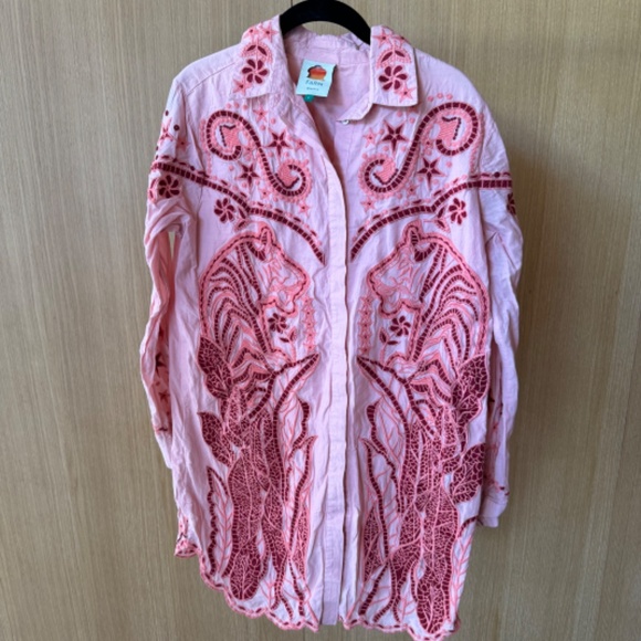 RARE Farm Rio Embroidered Western Dress In Light Pink - Picture 3 of 9